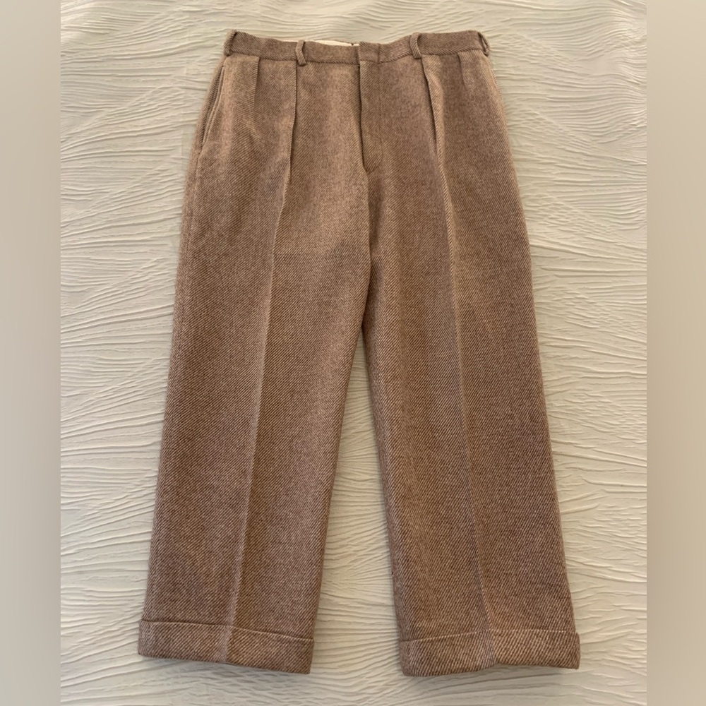 Vintage Polo Ralph Lauren Brown Wool Tweed High Rise Pleated pants, size 36